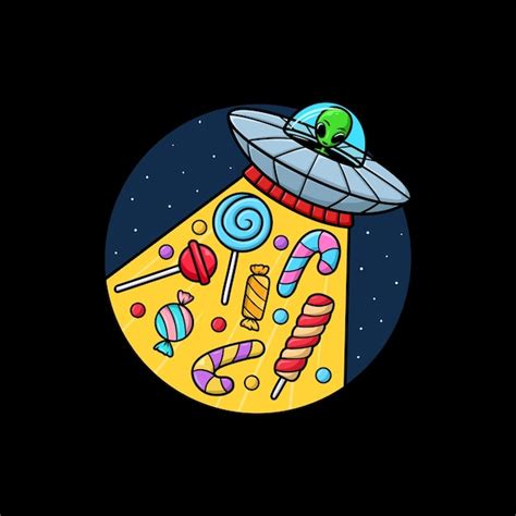 Premium Vector | Alien ufo candy vector cartoon