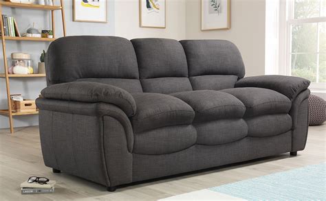 Rochester Slate Grey Fabric 3 Seater Sofa | Furniture Choice