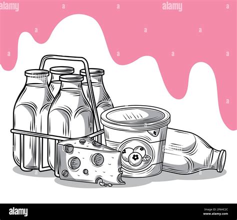 Milk Dairy Products Hand Drawn Stock Vector Image And Art Alamy