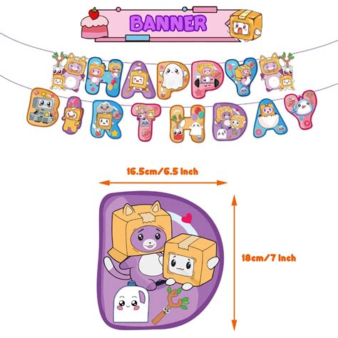 Yp Lankybox Happy Birthday Banner Decoration Set Paper Cake Topper