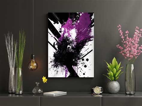 Purple and Black Abstract Wall Art, Set of 3, Modern Art Set, Printable ...