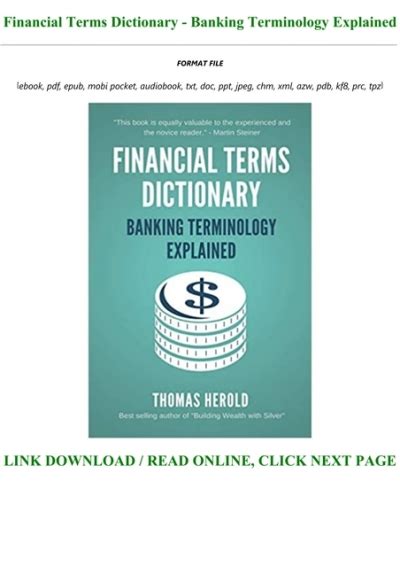 PDF Financial Terms Dictionary Banking Terminology Explained Full Acces