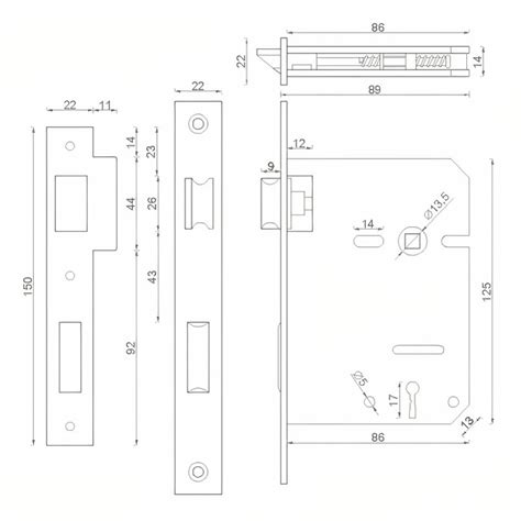 Fechadura De Embutir F659 716 Ferro Testa Cantos Redondos Inox