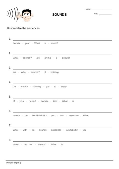 SOUNDS Sentence Scramble Worksheet Quickworksheets