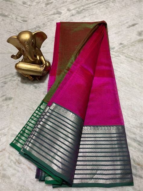 Mangalagiri Pure Pattu By Cotton 200k New Border Plain Pattu Sarees