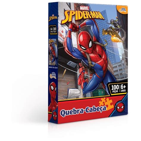 Quebra Cabeça Spiderman Marvel 100 Peças Toyster Festa Prática Brinquedos