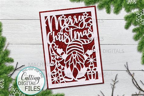 Christmas Card Svg Cut File Papercut Svg Laser Cut Template Etsy Canada