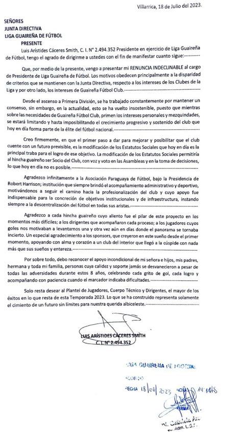 Fútbol a lo Grande on Twitter Renunció Luis Cáceres a la presidencia