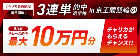 チャリカ会員限定！【3連単的中キャンペーン】京王閣競輪g1 3連単6r以上的中で最大10万円プレゼント！ チャリロトニュース 競輪投票