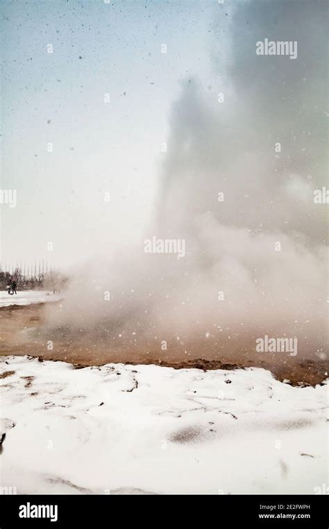 Steam eruption of Geysir also known as The Great Geysir, Iceland Stock ...