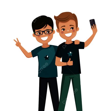 Taking Selfie Vector Hd Images Happy Friends Taking A Selfie