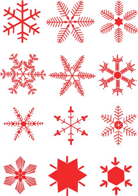 Red Snowflakes Set Transparent Red Snowflake Clip Art Png Download