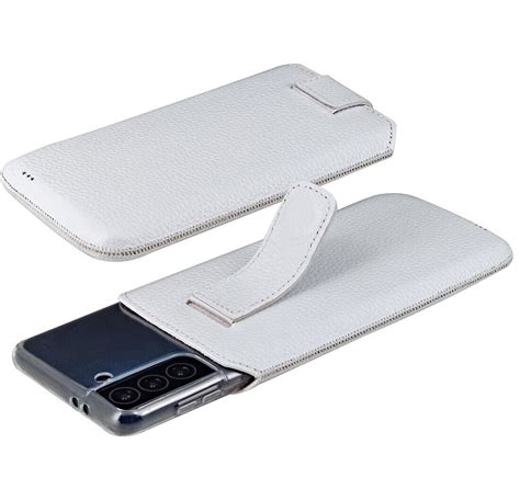 Coque pour Samsung Galaxy S24 Plus 5G Sac en Cuir Véritable Étui Blanc