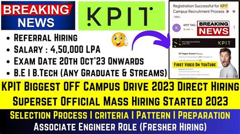 KPIT Biggest OFF Campus Drive 2023 Official Superset Mass Hiring