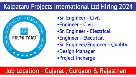 Kalpataru Projects International Ltd Vacancy 2024 Civil Engineer