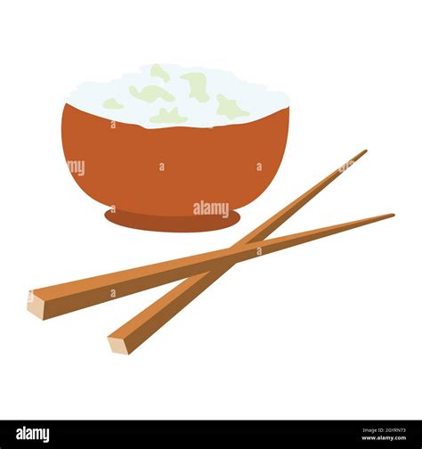 Bowl Of Rice And Food Chopsticks And Vector Illustration Design Illustration Stock Vector Image