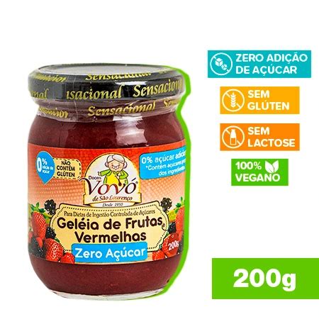 Geleia de Frutas Vermelhas Zero 200g Doces Vovó