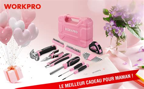 Workpro Caisse Outils Rose Pi Ces Trousse Outils Avec Bo Te De