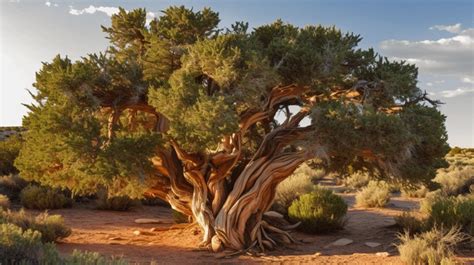 Juniper Tree In A Dry Desert Background, Picture Of A Juniper Tree ...