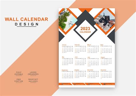 Premium Vector Colorful Corporate Business Single Wall Calendar