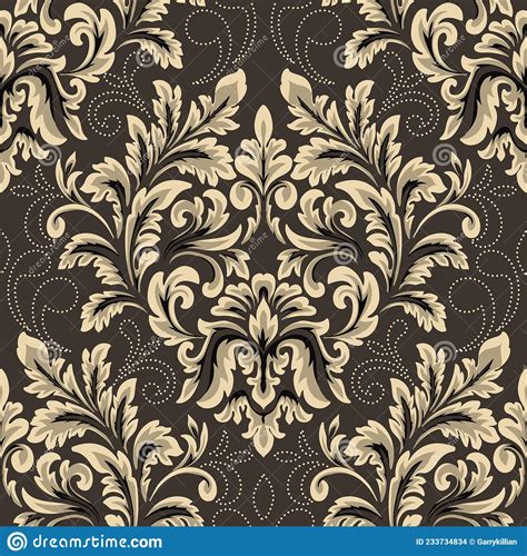 Damask Seamless Pattern Element Vector Floral Damask Ornament Vintage