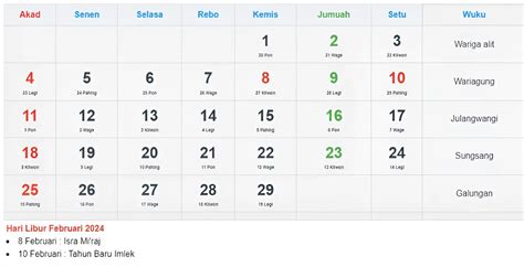 1 Februari 2024 Berapa Hijriah Dan Weton Apa Kalender Jawa Bulan Februari