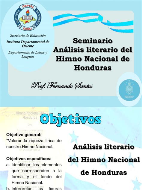 Seminario Análisis Literario Del Himno Nacional De Honduras Prof Fernando Santos Pdf Poesía