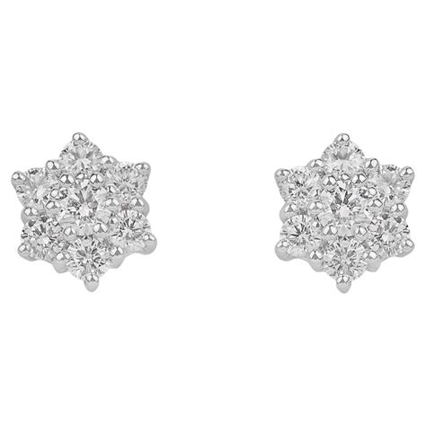 Cartier 18K White Gold Diamond Panthere Stud Earrings For Sale At