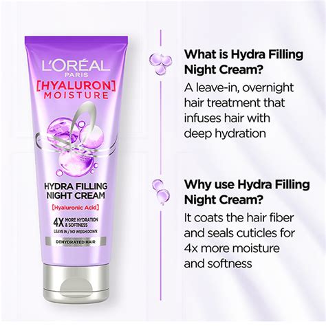 Buy Loreal Paris Hyaluron Moisture 72h Hydra Filling Night Cream Leave In Hair Cream With