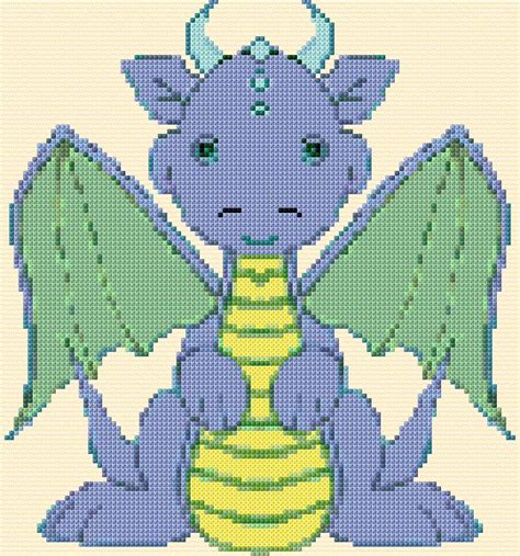 Cross Stitch Cute Dragon Xstitch Chart Design Cross Stitch