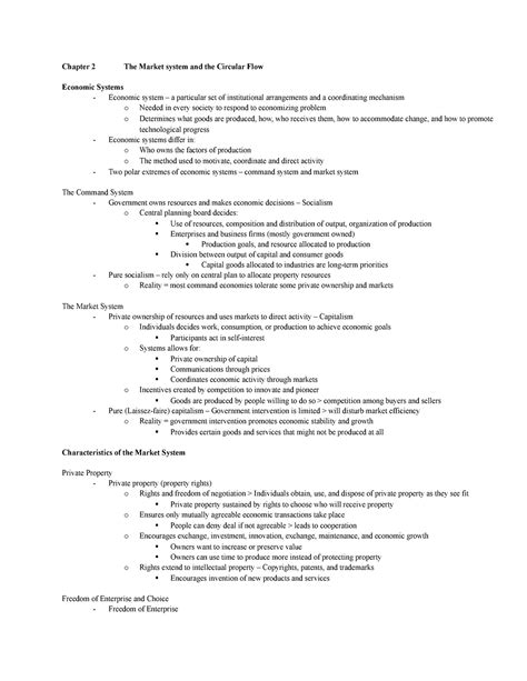 Chapter Lecture Notes Chapter The Market System And The Circular