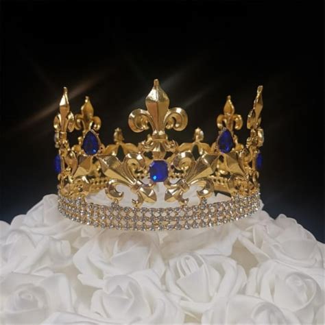 Tian Sweet 34040-RB 8.4 oz Fleur De Lis King Gold Crown Cake Topper ...