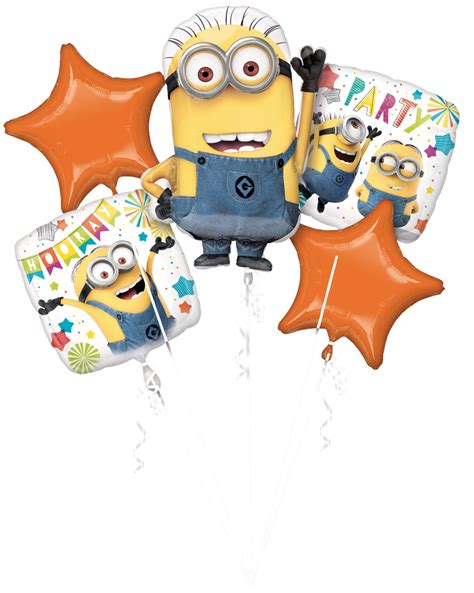 Despicable Me Minions Birthday Foil Balloon Bouquet Helium Inflation