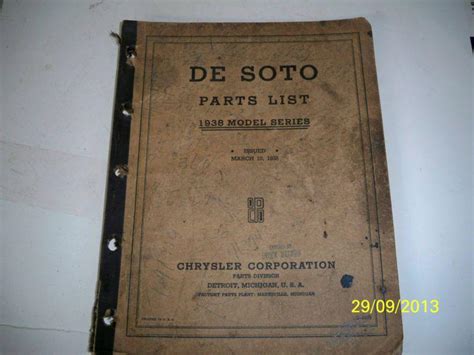 Sell Desoto Original Factory Parts Book List In Dayton Nevada Us