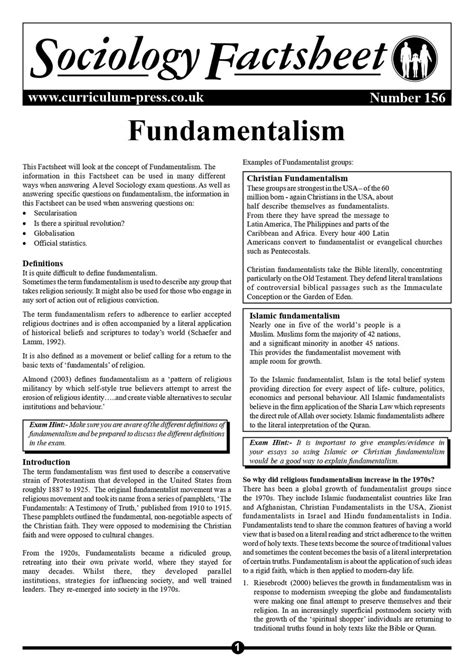 Curriculum Press - Fundamentalism