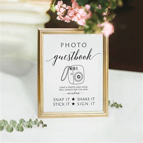 Printable Wedding Photo Guest Book Sign Leave A Photo For The New Mr