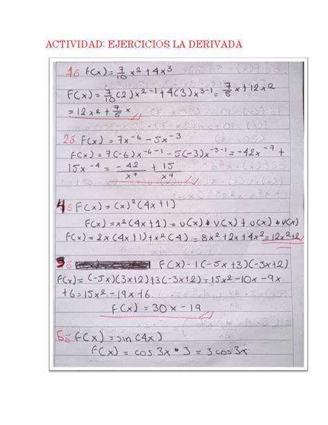 Ejercicios Fisica Actividad Ejercicios La Derivada Studocu