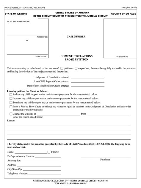 Dupage County Pro Se Appearance Form Fill Out And Sign Printable PDF ...