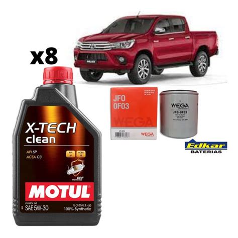 Kit Óleo Motul X tech Clean 5w30 C3 Hilux 2 8 2016 Em Diante Frete grátis