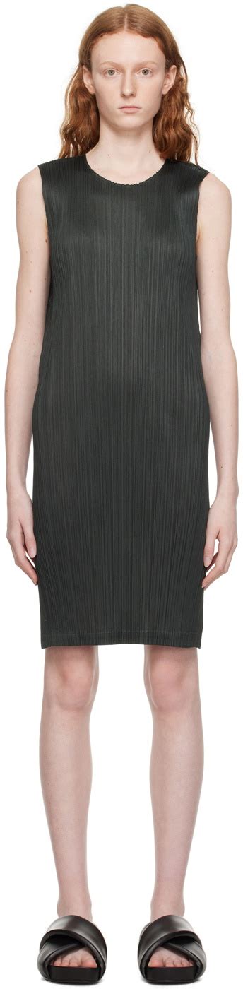 Pleats Please Issey Miyake Gray Monthly Colors March Midi Dress Pleats