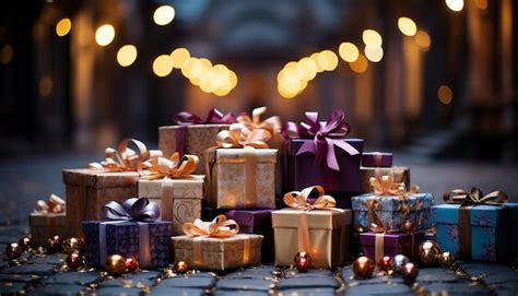 Premium AI Image A Glowing Wrapped Gift Box Illuminates The Dark