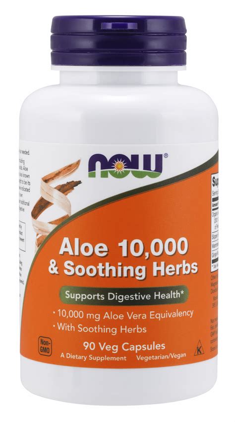 Now Supplements Aloe 10 000 And Soothing Herbs With 10 000 Mg Aloe Vera