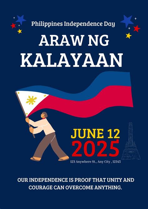 blue  red illustrative greeting philippines independence day poster