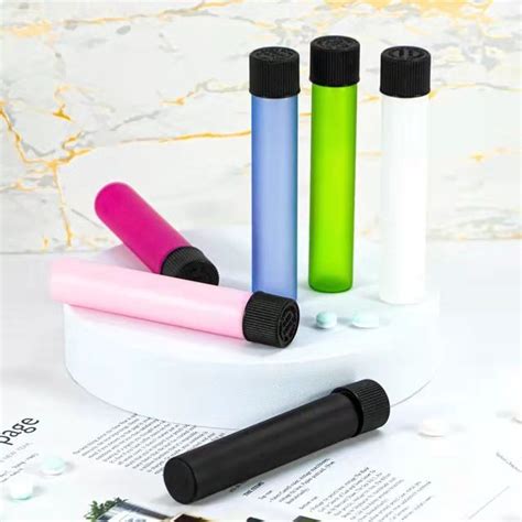 Custom Logo Smell Proof Cr Pre Roll Glass Joint Tube With Black Lid