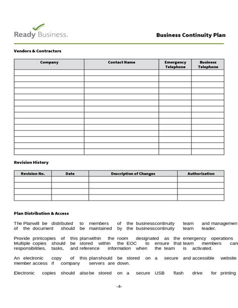 Business Continuity Plan Template Word Free Download Web Download Free