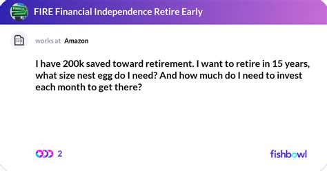I have 200k saved toward retirement. I want to ret... | Fishbowl