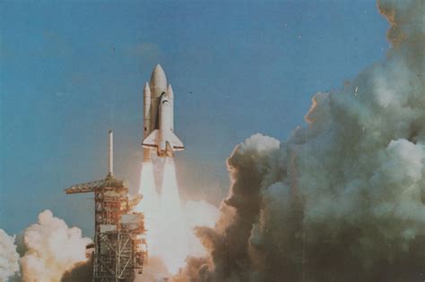 Offset Lithograph Of Space Shuttle Columbia Sts 2 Launch Ebth