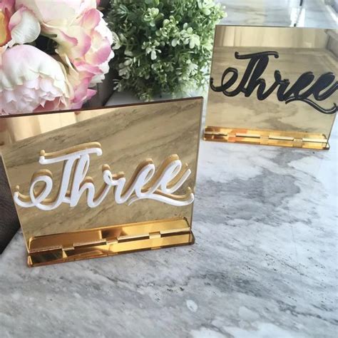 Place Card Gold Mirror Acrylic Table Number Holder Wedding Decoration