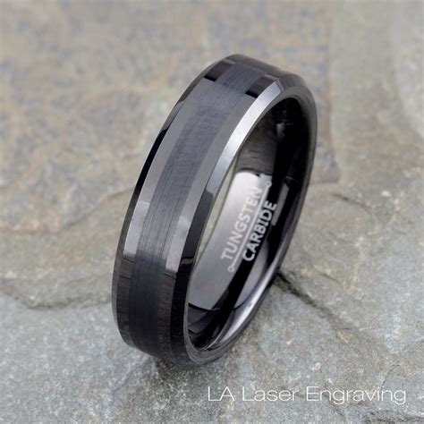 Wedding Band Mens Wedding Band Tungsten Wedding Band Black | Etsy