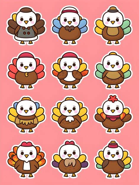 Premium Vector Cute Turkey Collection 9piece Cute Kawaii Turkey